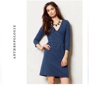 Anthropologie HD in Paris Blue Long Sleeve Dress Size Large